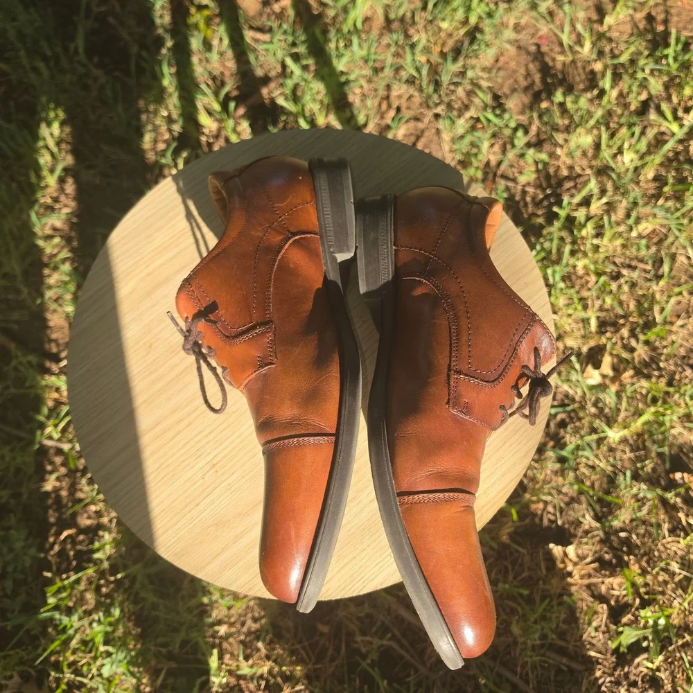 Florsheim Mens Cognac Brown Leather Cap Toe Oxford Comforttech Shoes sz 13EEE